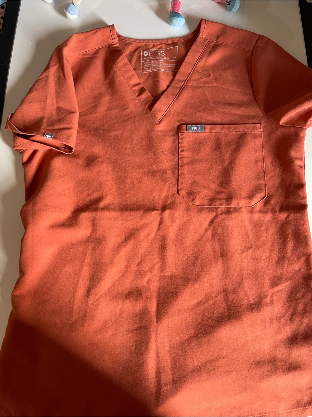 Figs V-Neck Top in Burnt Orange